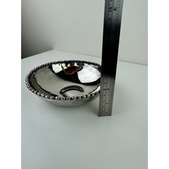 VINTAGE MCM Michael Aram 6.25 Inch Stainless Bowl Molten Beaded Signed RARE - Picture 7 of 8